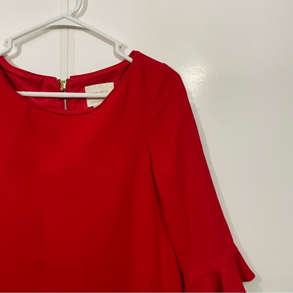 Kate Spade Wool Red Ruffle Midi Dress - Picture 5 of 5
